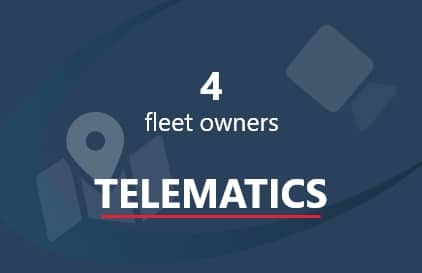 Dark blue background with the words '4 fleet owners, telematics'